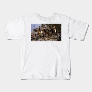 Prospecting for Cattle Range by Frederic Remington Kids T-Shirt